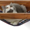 FUKUMARU Cat Hammock Wall Mounted Large Cats Shelf - Modern Beds and Perches - Premium Kitty Furniture for Sleeping, Playing, Climbing, and Lounging - Walnut Wood with Figured Stripe…