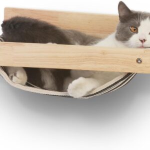 FUKUMARU Cat Hammock Wall Mounted Large Cats Shelf, Modern Beds and Perches, Premium Kitty Furniture for Sleeping, Playing, Climbing, and Lounging, Easily Holds up to 18kg, Black Stripe