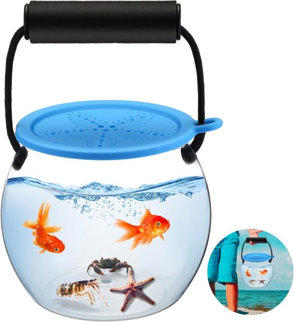 Feekoon Catch and Release Plastic Beach Aquarium Kit, Clear and Transparent Portable Handheld Tank, Great Concept for Catching and Release Critters, Ideal for Beach, Pool and Lake