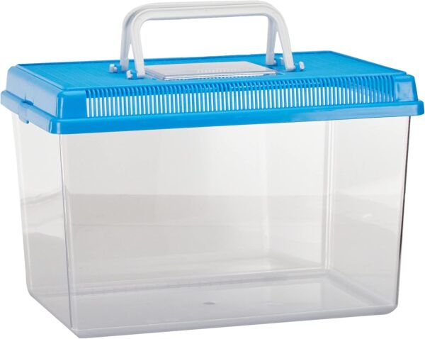 Ferplast Plastic Fish Aquarium GEO Large Aquarium Tank 6 Container for Small Animals Terrarium Insects Turtles, Sturdy Plastic, Ventilation Grills, Handle for Easy Transport, 30 x 20 x h 20,3 cm Blue