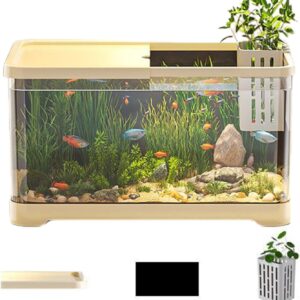 Fish Tank Kit, Small Aquarium Decorative Saltwater Aquarium Kit, Creative Fish Aquarium With Basket, Decorative Saltwater Aquarium Kit Small Aquarium, Fish Aquarium With Basket For, Guppy