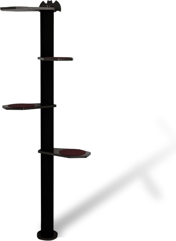 Gothic Cat Tree 70" Tall Black Cat Trees Wall-Mounted, 5 Tiers Cat Wall Scratching Post Ceiling Post, Spokey Cat Wall Shelves