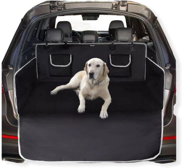 Green Globe Dog Car Boot Liner Protector | Waterproof Nonslip Pet Car seat Cover | Universal Trunk Blanket with Side Protection and Bumper Protection (Dog Cover Gray)