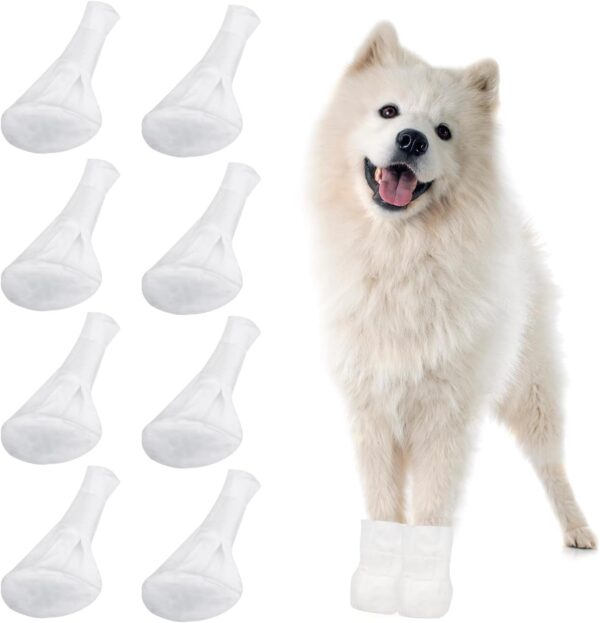 HIXNUG 8 Pieces Disposable Dog Shoes Dog Paw Protector Disposable Pet Boots Paw Protection Covers Pet Socks for Indoor Wear (M)