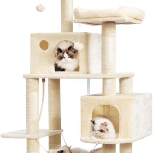 HOMIDEC Cat Scratching Post, Cat Tree Climbing Tower Activity Centre Cat Scratch Posts Cat Scratcher Cat Condo Tree Tower with Sleeping Caves for Cats to Care Paw Leisure and Entertainment