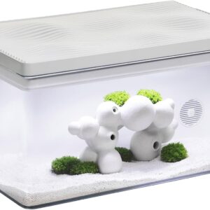 Harmony All-in-One Aquarium Tank 10 Gallon with LED Light, Integrated Six-Stage Filter System, and Raindrop Top Aquaponic Tray (White)