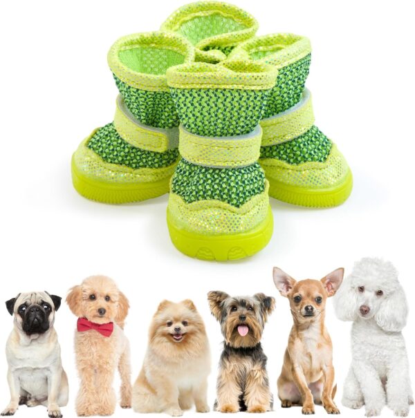 Hjyokuso Dog Boots, Breathable Dog Shoes for Small Dogs, Non Slip Dog Socks for Chihuahua, Pomeranian, Yorkshire Terrier, Bichon Frise, Miniature Poodle, Pekingese, French Bulldog