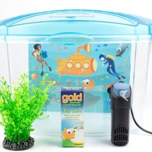 Interpet Small Fish Tank Aquarium Complete Kids Set Up Starter Kit for Goldfish with Easy Access Feeding Flap, 16 Litres, Includes Filter, Water Conditioner