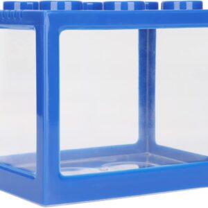 JOROBURO Building Block Fish Tank, Cascadable Aquascape Blue Mini Betta Fish Tank, Small Betta Fish Tank Stackable Cube Tank, Mini Fish Tank Aquarium Tank Kit for Office Home Desk Decoration