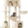 MSmask Cat Tree 76 inches, Tall Cat Tower with 3 Types of Hammocks, Multi-Level Cat Activity Center for Indoor Cats with 2 Cat Condo, 2 Perches, Scratching Posts, Climbing Tree