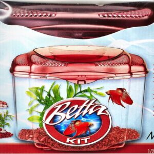 Marina Betta Pals Kit, Betta Fish Aquarium Starter Kit, Burgundy, 13405