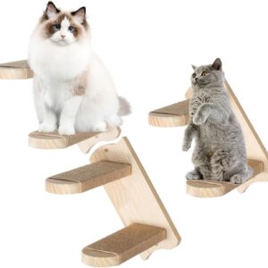 MeowPur Cat Climbing Shelves Wall Mounted with Jute Scratching Cat Wall Furniture 3PCS Cat Shelf Stairway for Perch Sleeping Gift for Most Kitten