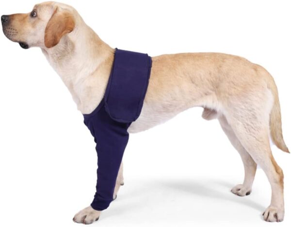 Mochalight Pet Dogs Denim Anti-licking Protector Sleeve Breathable Support Brace With Magic Stickers For Front Leg Injury Recover and Sprains Joint Wrap Protecter S/M/L/XL/XXL/XXXL Jean Blue XL