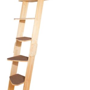 Modern 70“ Tall 6 Level Leaning Cat Climbing Ladder Tree Tower Condo with Large Cat Perch Platform, Solid Wood Cat Furniture Shelves for Multiple Cats