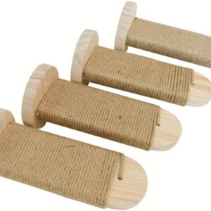 Mossby Cat Wall Furniture 4 Steps Climbing Shelves Mounted with Jute Scratching Ladder Pack of 4