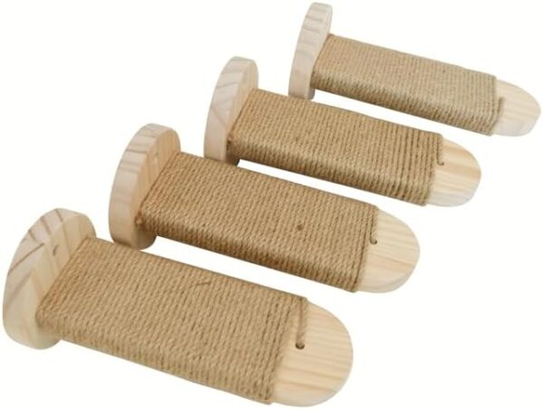 Mossby Cat Wall Furniture 4 Steps Climbing Shelves Mounted with Jute Scratching Ladder Pack of 4