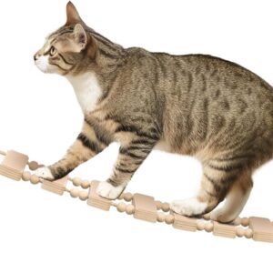 Navaris Wall Mounted Cat Bridge - Rope Bridge Walkway with 2 Large Connector Cat Shelves - Cat Accessories for Indoor Cats - Pine Wall Furniture Cat Shelf Steps