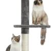 PAWZ Road Cat Tree 5-Tier Floor to Ceiling Cat Tower Height Adjustable, Tall Kitty Climbing Activity Center with Scratching Post, Cozy Bed, Dangling Ball for Indoor Cats/Kitten Grey