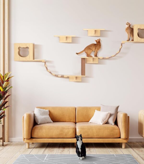 PUPIHOM Wall-Mounted Cat Climbing Shelf Set - Enhance Your Cat's Playful Paradise