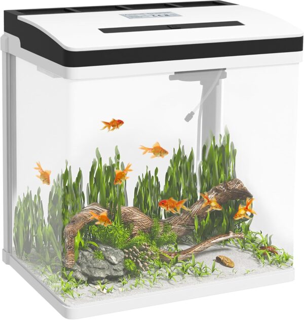 PawHut Aquarium 28L Glass Fish Tank w/Filter, LED Lighting, Water Pump