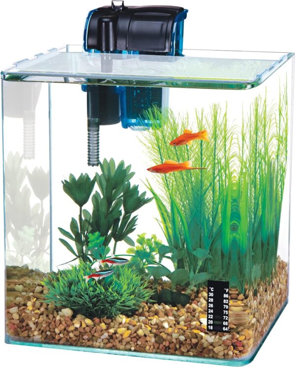 Penn-Plax Water-World Vertex Desktop Aquarium Kit - Perfect for Shrimp & Small Fish - 5 Gallon Tank