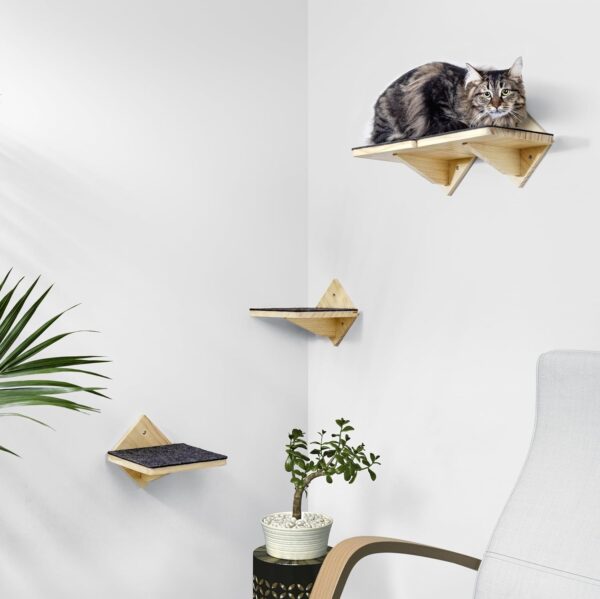 Safe & Sturdy Cat Wall Shelves with Strong Wall Anchors | Cat Shelves for Wall set of 4 | Large & Versatile Cat Wall Furniture | Cat Shelf for Wall & Cat Stairs to make a Customized Cat Climbing Wall!