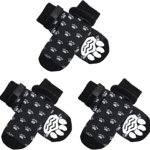 Tsathoggua Anti Slip Dog Socks With Adjustable Straps, Double Side Pet Paw Protect For Indoor Wear, Strong Grips Traction Control On Indoor Hardwood Floor, Non-Skid Design For Small Medium Dogs (S)