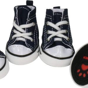 URBEST 4 Pcs Pet Dog Puppy Canvas Sport Shoes, Sneaker Boots, Outdoor Nonslip Causal Shoes (5#, Blue)