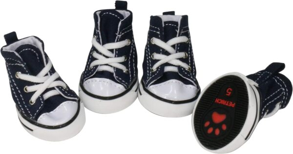 URBEST 4 Pcs Pet Dog Puppy Canvas Sport Shoes, Sneaker Boots, Outdoor Nonslip Causal Shoes (5#, Blue)