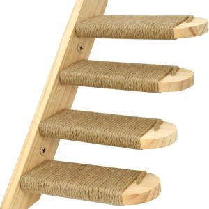 VANLAN Cat Climbing Shelf Wall Mounted, Cat Wall Steps Shelves Cat Stairs Ladder Four Step Cat Stairway with Jute Scratching for Cats Perch Platform Supplies (1 Cat Stair)