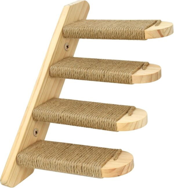 VANLAN Cat Climbing Shelf Wall Mounted, Cat Wall Steps Shelves Cat Stairs Ladder Four Step Cat Stairway with Jute Scratching for Cats Perch Platform Supplies (1 Cat Stair)