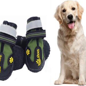 VICTORIE Dog Shoes Rain Waterproof Protective Boots for Small Medium and Large Dogs 4pcs Green S