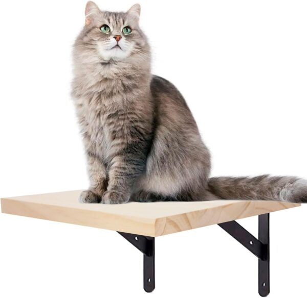 Wall Mounted Cat Climbing Step Shelf Cat Hideaway Platform Climber Wooden Cat Step Cat Wall Furniture for Indoor Cat Playing Jumping Lounging 7.87 x 9.84 Inch / 20 x 25cm