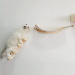 Yiotl Cat Hammock Wall Mounted Cats Shelf and Climbing Shelf Four Step Cat Stairway with Sisal Scratching for Climbing Sleeping Playing Lounging Perching Cat Furniture