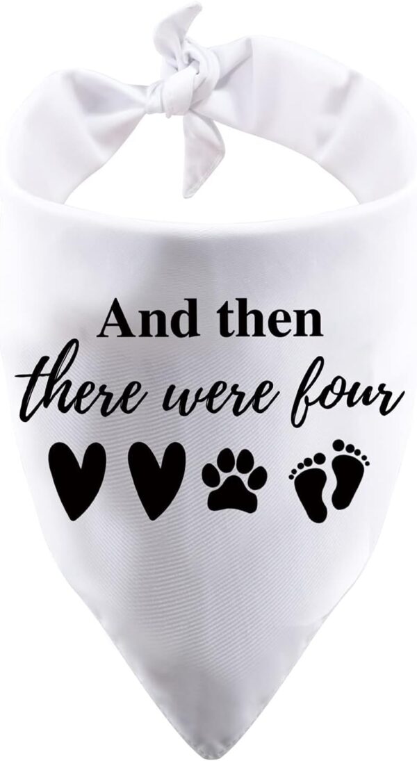 1 Piece Baby Announcement Dog Bandana And Then There Were Four Dog Bandana New Baby Gift Pregnancy Gift (Were Four White)