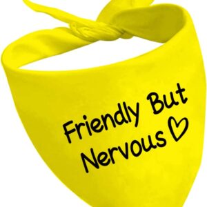 1 Piece Friendly But Nervous Dog Bandana Nervous Anxious Dog Bandana Nervous Dog Gear (Friendly But Nervous D2)