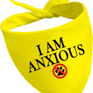 1 Piece I Am Nervous/Anxious Dog Bandana Yellow Dog Bandana Anxious Dog Reactive Dog Bandana (I Am Anxious D EU2)