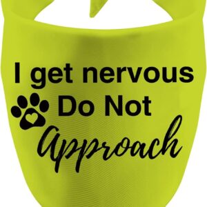 1 Piece I Get Nervous Do Not Approach Dog Scarf Anxious Dog Bandana Handkerchief Scarf Over The Collar Bandana (I Get Nervous yellow)