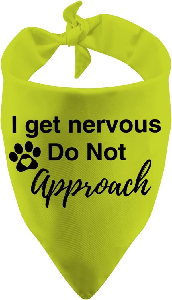 1 Piece I Get Nervous Do Not Approach Dog Scarf Anxious Dog Bandana Handkerchief Scarf Over The Collar Bandana (I Get Nervous yellow)