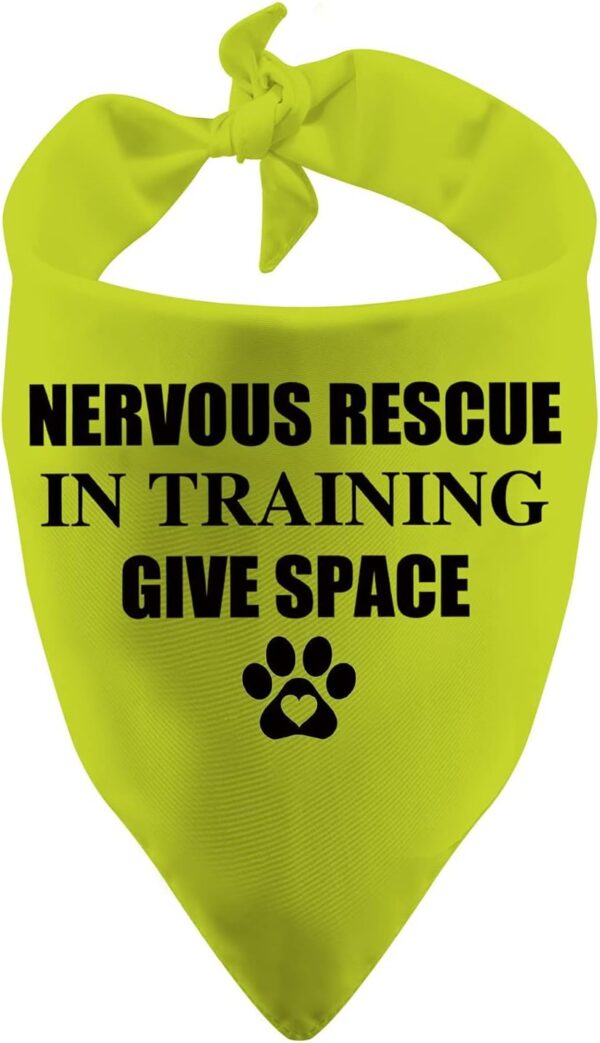 1 Piece Rescue Dog Nervous Rescue in Training Give Space Rescue Dog Bandana Ask to Pet Handkerchief Scarf (Give Space -yellow)