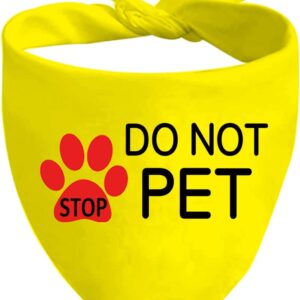 1 Piece Stop Dot Not Pet/Stop No Touch No Talk/Stop Do Not Distract Dog Bandana (Dot Not Pet yellow)