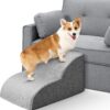 SenDeluz Dog Steps for Bed Sofa, Easy Climb Dog Cat Ramp Steps, High Density Foam Pet Stairs, Non-Slip Pet Ladder with Washable Cover for Dogs and Cats