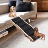 Aitakatta Dog Ramp for Bed, Adjustable Portable Folding Pet Ramp, 32" Long Wooden Pet Ramp with Non-Slip Traction Mat for Small Dogs, Dog Climbing Ladder for Sofa, Bed, Couch,Car(LGPT3,Black)