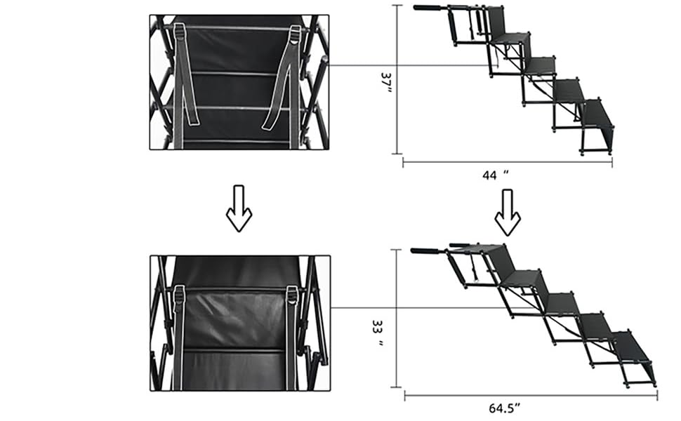 ajustable size  5- step dog ramp