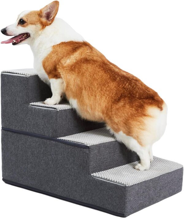 Verla Foldable Dog Steps for High Bed, 4 Ladder Step Ladder for Dogs, High Density Foam Dog Stairs, Soft & Non-Slip Surface, Help Your Pet Easily Up and Down, Dog Ramp for Couch/Sofa