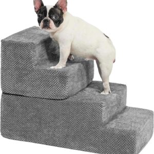 KASSELY Multifunctional Dog Stairs, Detachable Pet Stairs 4-step Memory Foam Dog Steps with Removable Washable Cover for Smaller & Elder Pets, Sturdy Steps for Dogs under 50 Pounds