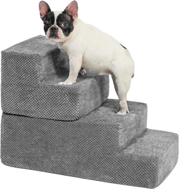 KASSELY Multifunctional Dog Stairs, Detachable Pet Stairs 4-step Memory Foam Dog Steps with Removable Washable Cover for Smaller & Elder Pets, Sturdy Steps for Dogs under 50 Pounds