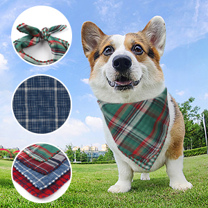 Dog Kerchief Neckerchief Plaid Bibs Scarf