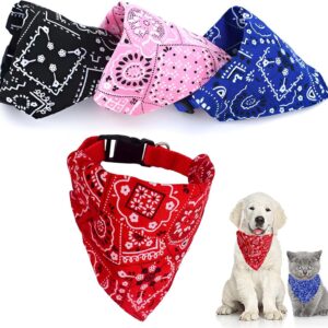 4 Pack Dog Bandana, Puppy Bandana Washable Bandanas for Dogs Dog Scarf Adjustable Dog Bandanas for Small Medium Pets Dogs and Cats