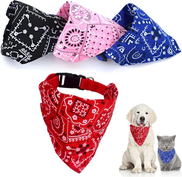 4 Pack Dog Bandana, Puppy Bandana Washable Bandanas for Dogs Dog Scarf Adjustable Dog Bandanas for Small Medium Pets Dogs and Cats